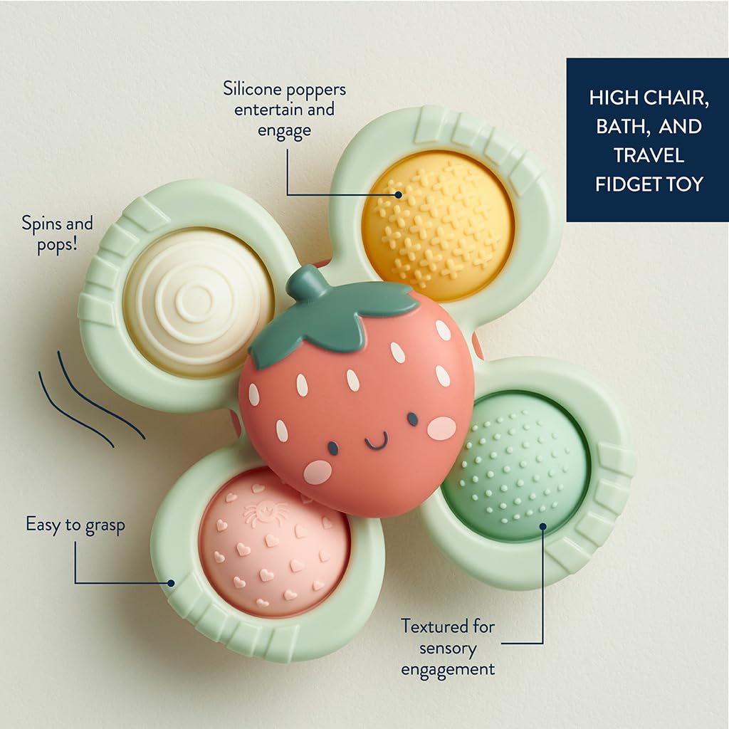Itzy Ritzy Pop & Whirl Fidget Spinner Baby Bath & Travel Toy (Strawberry)