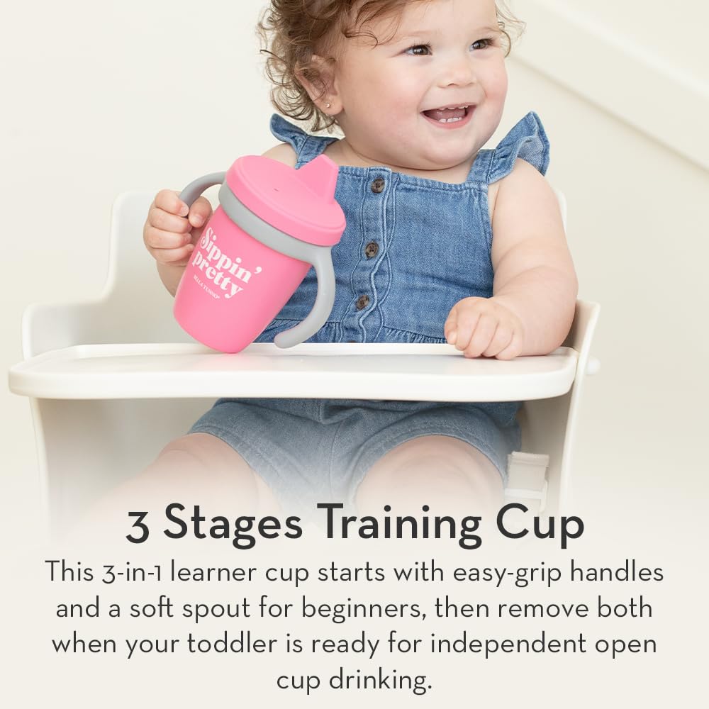 Bella Tunno Sippy Cup, Silicone Training Cup with Transition Handles for Infants, Toddlers & Kids, Babies 6-12 Months & Toddlers 1-3 Years, Boys & Girls, Oops I Dropped It Again, 8 oz