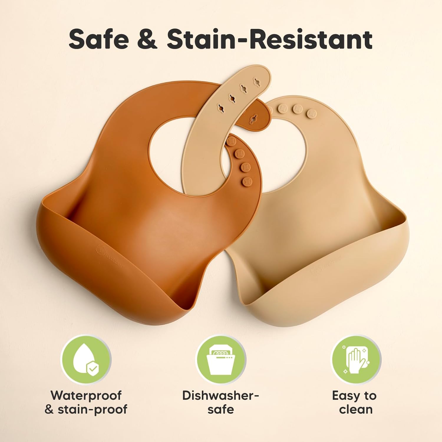 KeaBabies 2-Pack Silicone Baby Bibs for Eating - Sturdy Food-Grade Silicone Bibs for Babies Girl