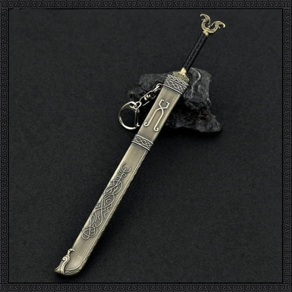 Superbuybox God of War Ragnarök Freya's Sword Thrungva Action Figures Game Toys Collection Keychain Gift Desk Decoration Backpack Pendant Gift