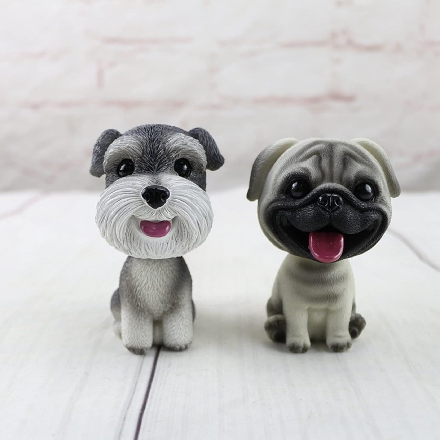 Resin Bobbing Head Dog Figurines Mini Bobblehead Puppy for Home Office Desk Car Dashboards Decor Ornaments (Pug)
