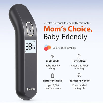 iHealth Touchless Thermometer for Adults and Kids, FSA/HSA Eligible, Color-Coded Alert & Silent