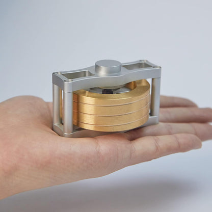 Metal Spinning Top Perpetual Motion Machine Silent Spinners Tech Gyro Desk Toys for Adult with Anxiety Exceed 30 Mins Long Lasting, Stainless Steel Desk Fidget Toy