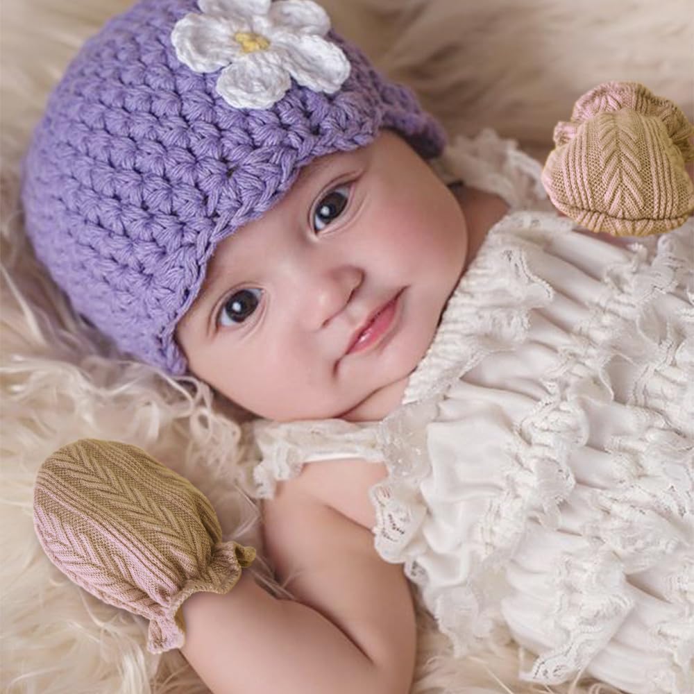 BQUBO Newborn Infant Toddler Mittens No Scratch Cotton Elastic Wrist Gloves Hypoallergenic for 0-6 Months Baby Boys Girls