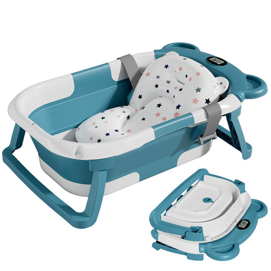 TPN Collapsible Baby Bathtub for Infants to Toddler with Real-time Temp Monitor+Floating