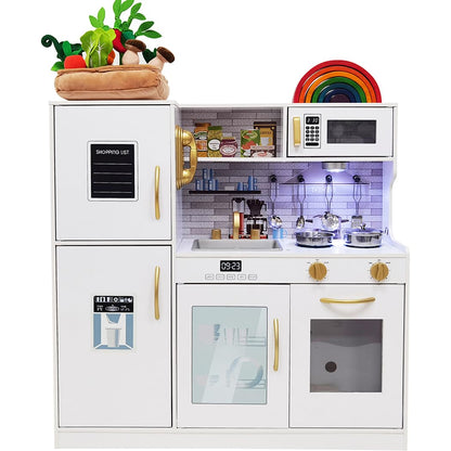 Kids Children Pretend Toy for Babies, Kitchen Playset & Play Kitchen Toy Set with Light, Sink with