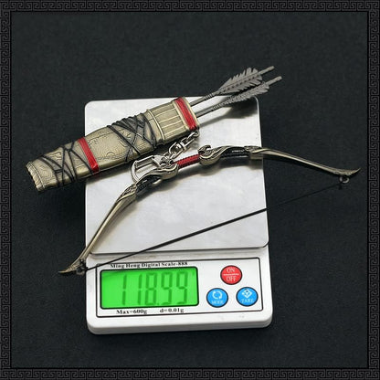 Superbuybox God of War Ragnarök Atreus Talon Bow and Arrow in Quiver Action Figures Game Toys Collection Keychain Gift Desk Decoration Backpack Pendant Gift