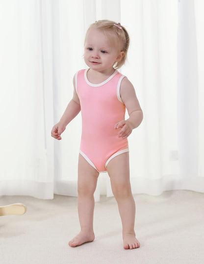 Baby Boy Girl Pajamas Toddler Infant Unisex Sleeveless Sleep Bodysuit Sleepwear Newborn Snap Snug Fit 3-Pack