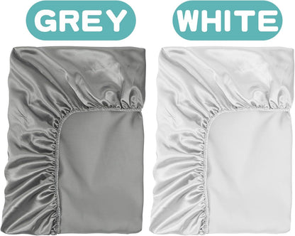 2 Pack Silk Crib Sheets for Baby with Sensitive Hair Satin Baby Mattress Sheet Boys and Girls