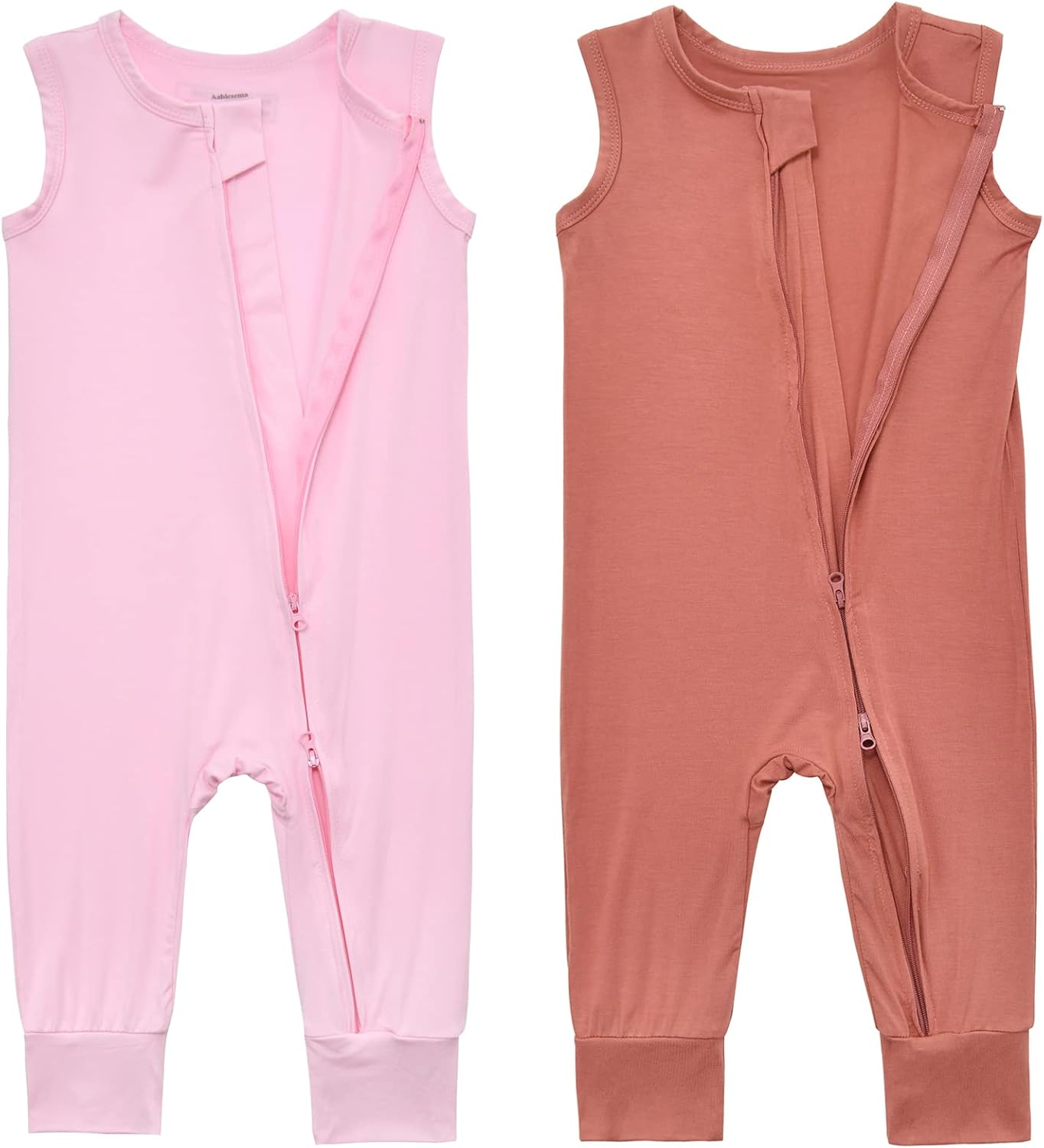 Baby Sleeveless Romper Zipper Toddler Summer Jumpsuit Rayon Outfits Infant Footless Pajamas 0-24m