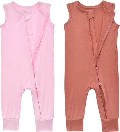 Baby Sleeveless Romper Zipper Toddler Summer Jumpsuit Rayon Outfits Infant Footless Pajamas 0-24m