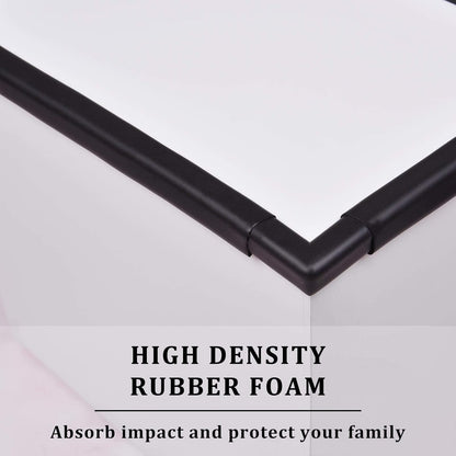 Edge Corner Protector Baby Proofing (Large 20ft Edge 8 Corners), Durable, High Density Rubber Foam, Fireplace Stair Furniture Safety Bumper Guard, 3M Double-Sided Tape, Black