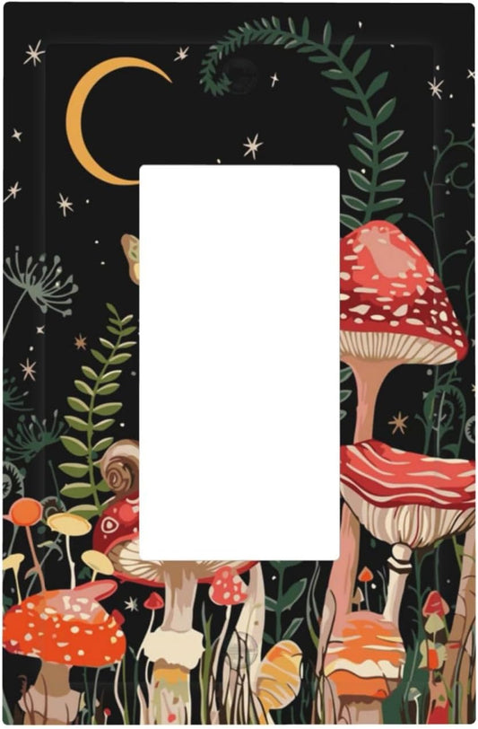 Moon Star Red Mushroom Forest Butterfly Green Plant Decorative Outlet Covers 1 Gang Single Rocker
