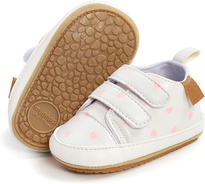 SOFMUO Baby Boys Girls High Top Ankle PU Leather Sneakers Soft Rubber Sole Infant Moccasins Newborn Oxford Loafers Anti-Slip Toddler Wedding Uniform Dress Shoes
