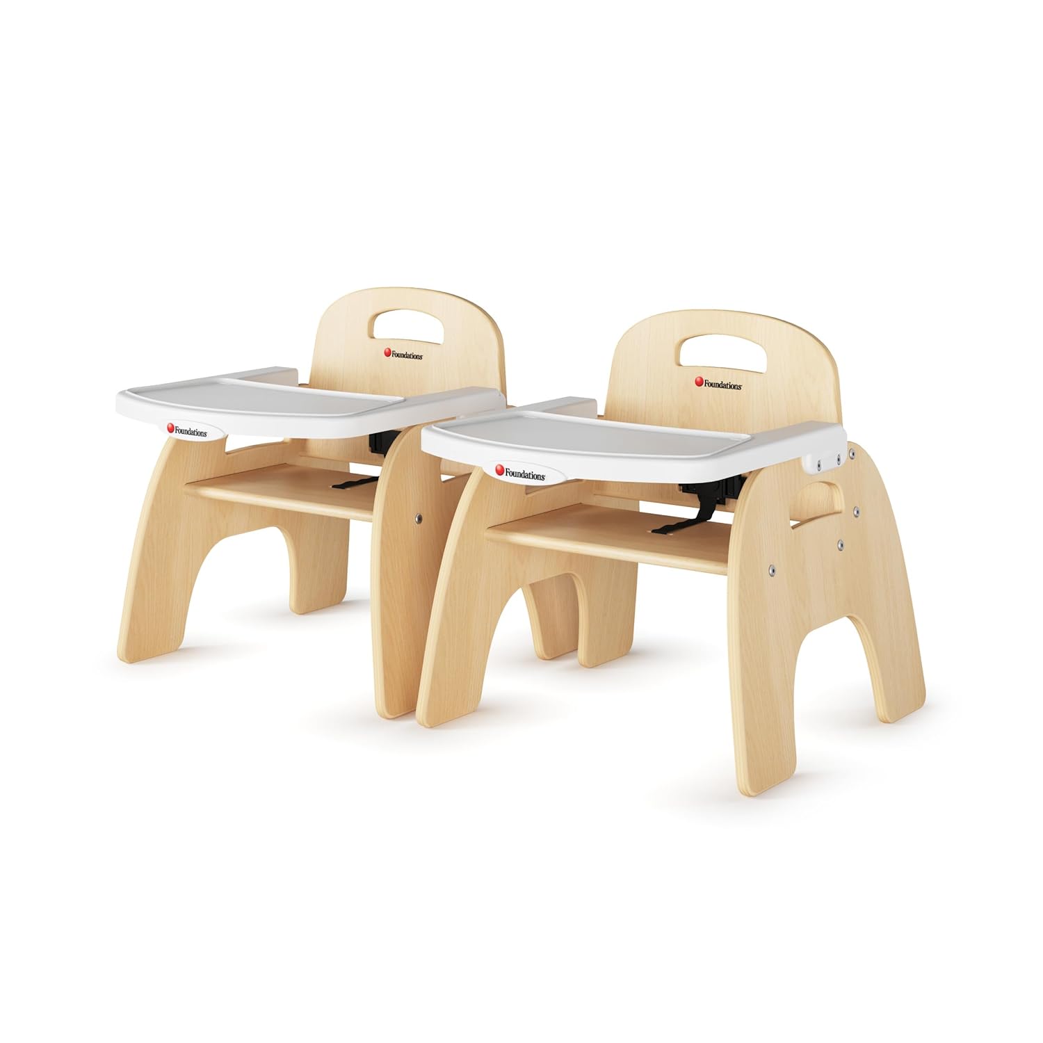 Foundations Easy Serve Low Wood Feeding Chairs Multipack, Adjustable Harness, Removable Dishwasher