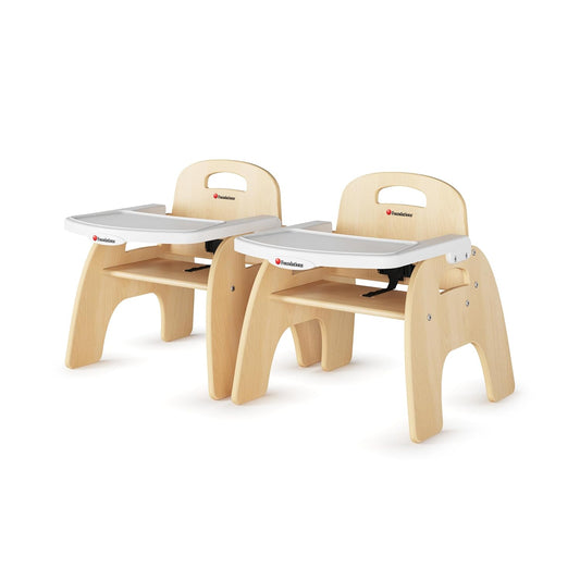 Foundations Easy Serve Low Wood Feeding Chairs Multipack, Adjustable Harness, Removable Dishwasher