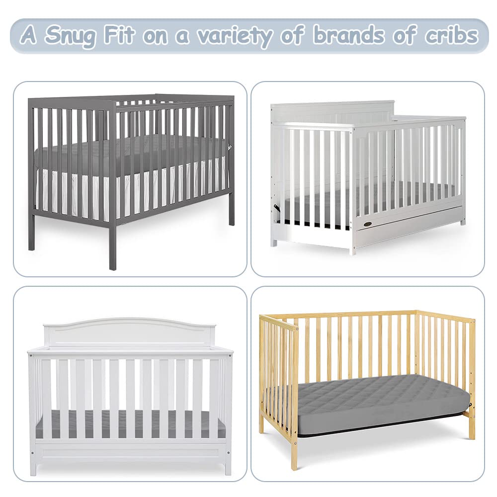 Yoofoss Waterproof Crib Mattress Protector 2 Pack, Quilted Crib Mattress Pad Cover Ultra Soft and