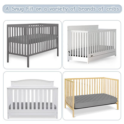 Yoofoss Waterproof Crib Mattress Protector 2 Pack, Quilted Crib Mattress Pad Cover Ultra Soft and