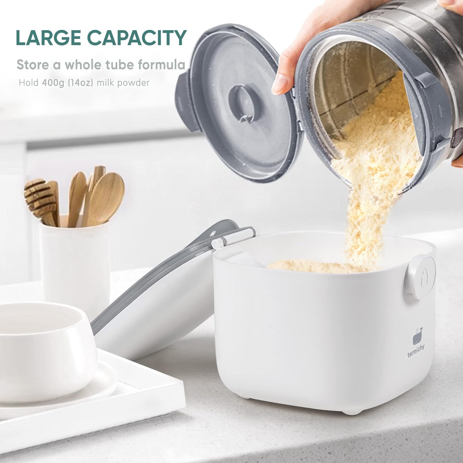 Termichy Milk-Powder Formula Dispenser Container: 14OZ Baby Formula Storage Container for Travel
