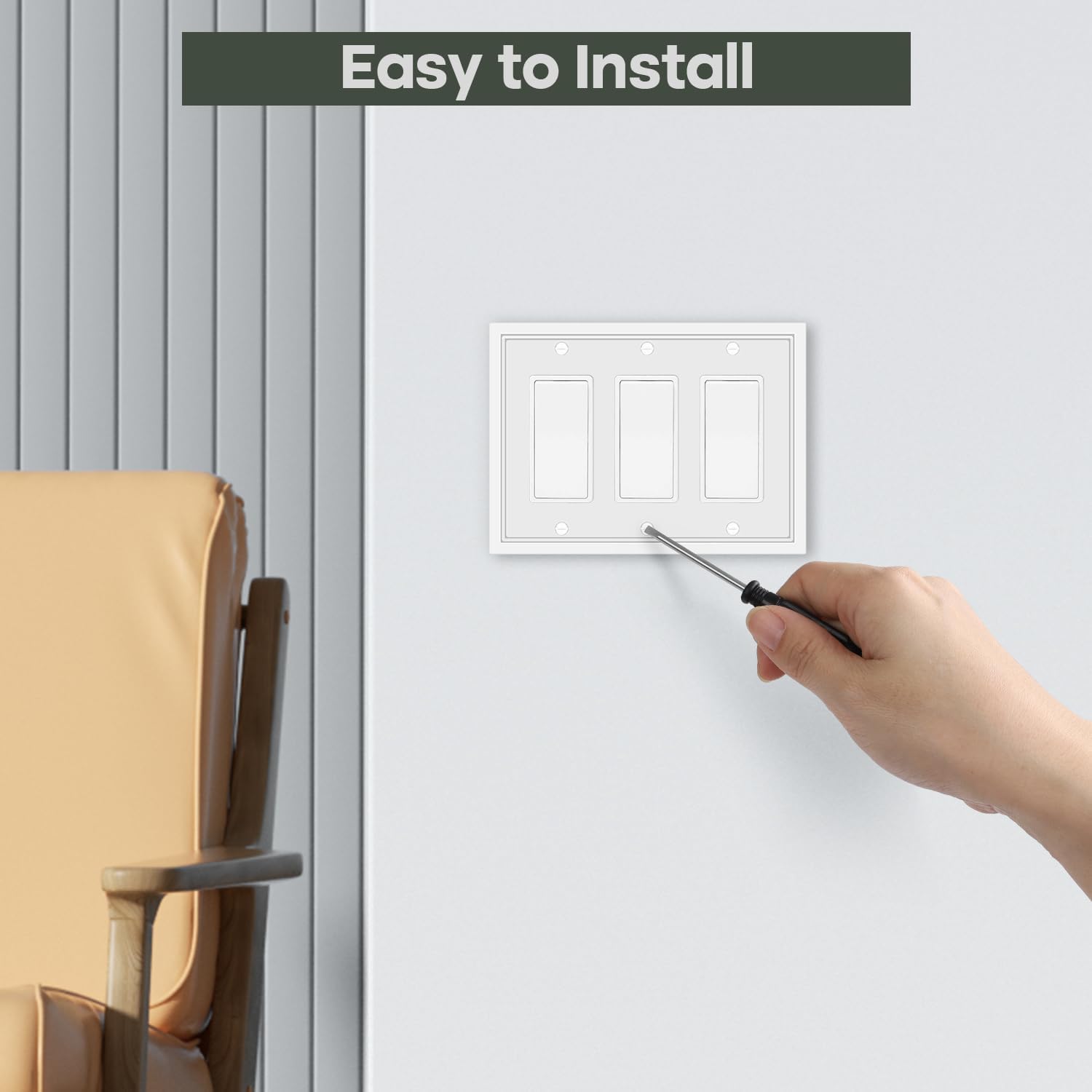 Triple Decorator Light Switch Cover Plate White Classic Decorative Rocker Switch Plates Cover