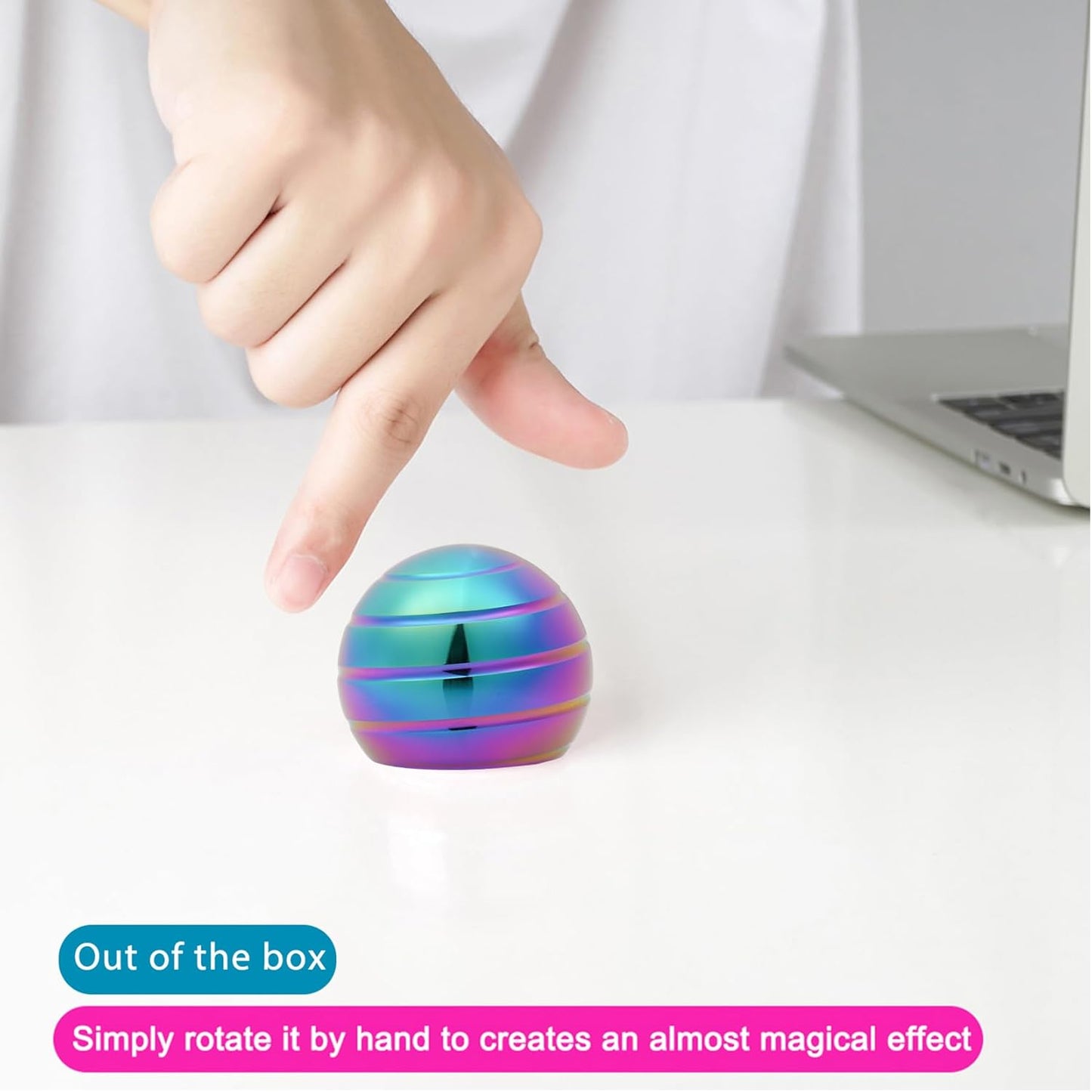 Desk-Toys for Fidget Kinetic-Cool-Gadgets: Cool-Stuff for Kid Children Teen Adult, Optical-Illusion Toy for Office School Home Women Men Christmas Stress-Relief-Gifts 180 Seconds Spinning