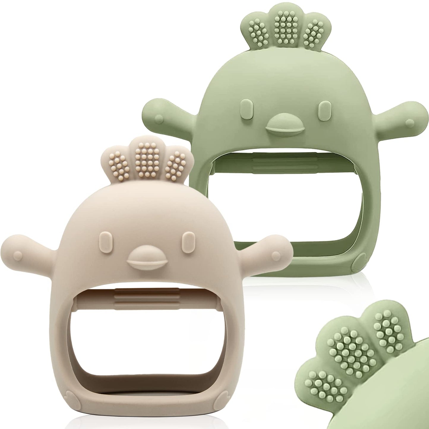 ChooKaChoo 2 Pack Baby Teething Toy Silicone Teething Mitten for Babies Over 3 Months Anti Dropping