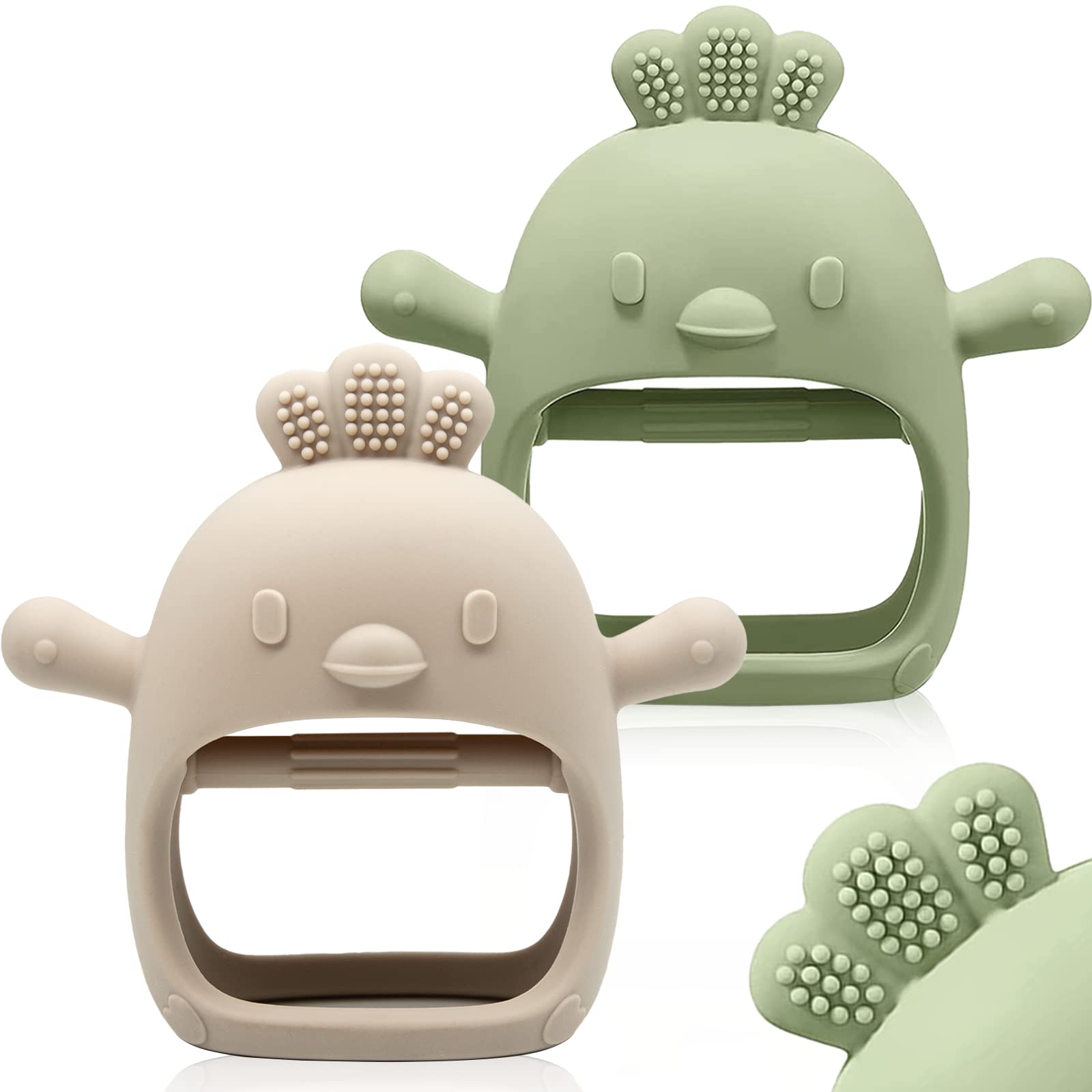 ChooKaChoo 2 Pack Baby Teething Toy Silicone Teething Mitten for Babies Over 3 Months Anti Dropping