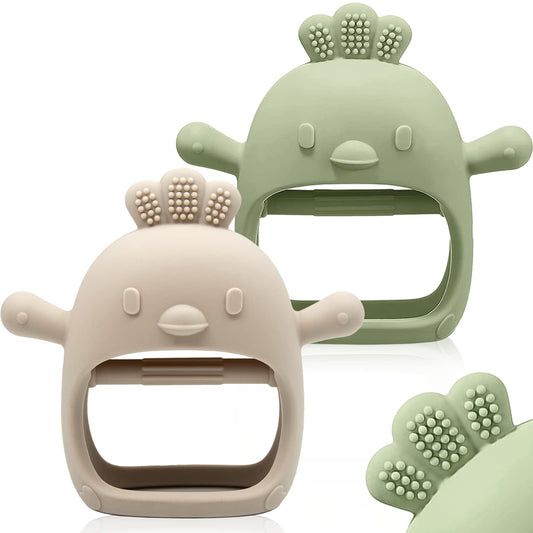 ChooKaChoo 2 Pack Baby Teething Toy Silicone Teething Mitten for Babies Over 3 Months Anti Dropping