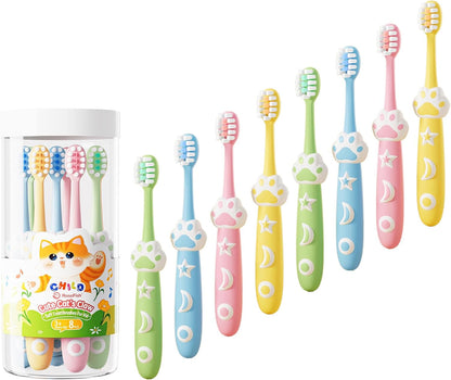 8 Pack Kids Toothbrushes Extra Soft Toddler Toothbrush 2-8 Years Children Manual Toothbrushes for