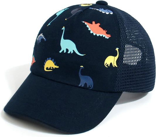 Duoyeree Toddler Baseball Cap Baby Cap Sun hat Print Dinosaur Pattern and Solid Color hat Kids boy Girl Age 0-8t