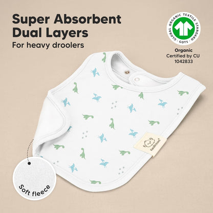 KeaBabies 8-Pack Organic Baby Bibs for Boys, Girls - Super Absorbent Cotton Drool Bibs for Baby Girl & Boy, Teething Toddler, Drooling Newborn, Ultra Soft & Machine Washable (Roarsome)