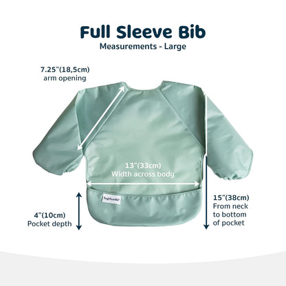 Tiny Twinkle Mess Proof Baby Bibs, 2pk Waterproof Smock Baby Bibs for Eating, Machine Washable Long Sleeve Bibs, Baby Led Weaning, Toddler Bibs, BLW Supplies (Sage Charcoal, Large 2-4 Years)