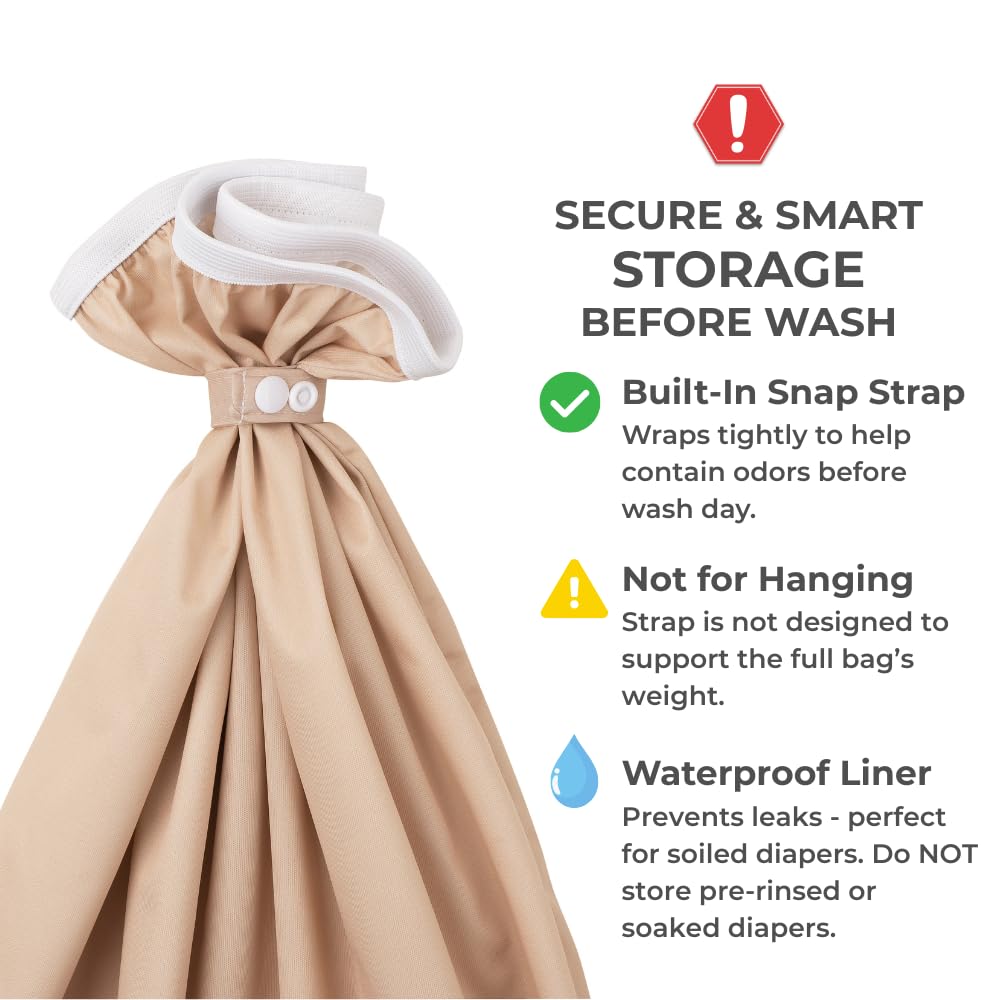 Nora's Nursery Pail Liner for Cloth Diapers - Reusable and Washable - Fits all Standard Diaper Pails - Waterproof Pail Liner with Strap for Diaper Pails, Laundry & Kitchen Garbage Cans (Forest - 2 Pk)