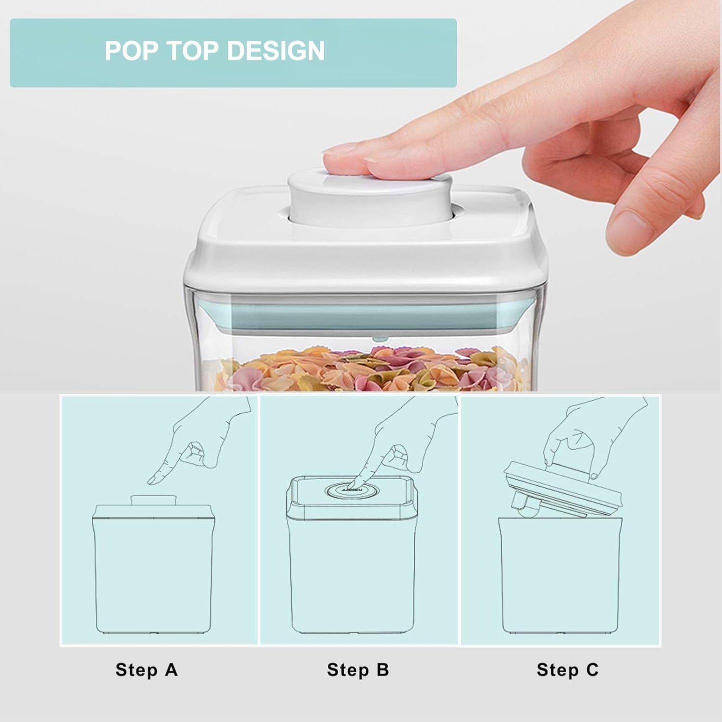 Airtight Food Storage Container - 0.52qt / 520ml Mini Rectangle Pop Containers With Lids, Bpa Free