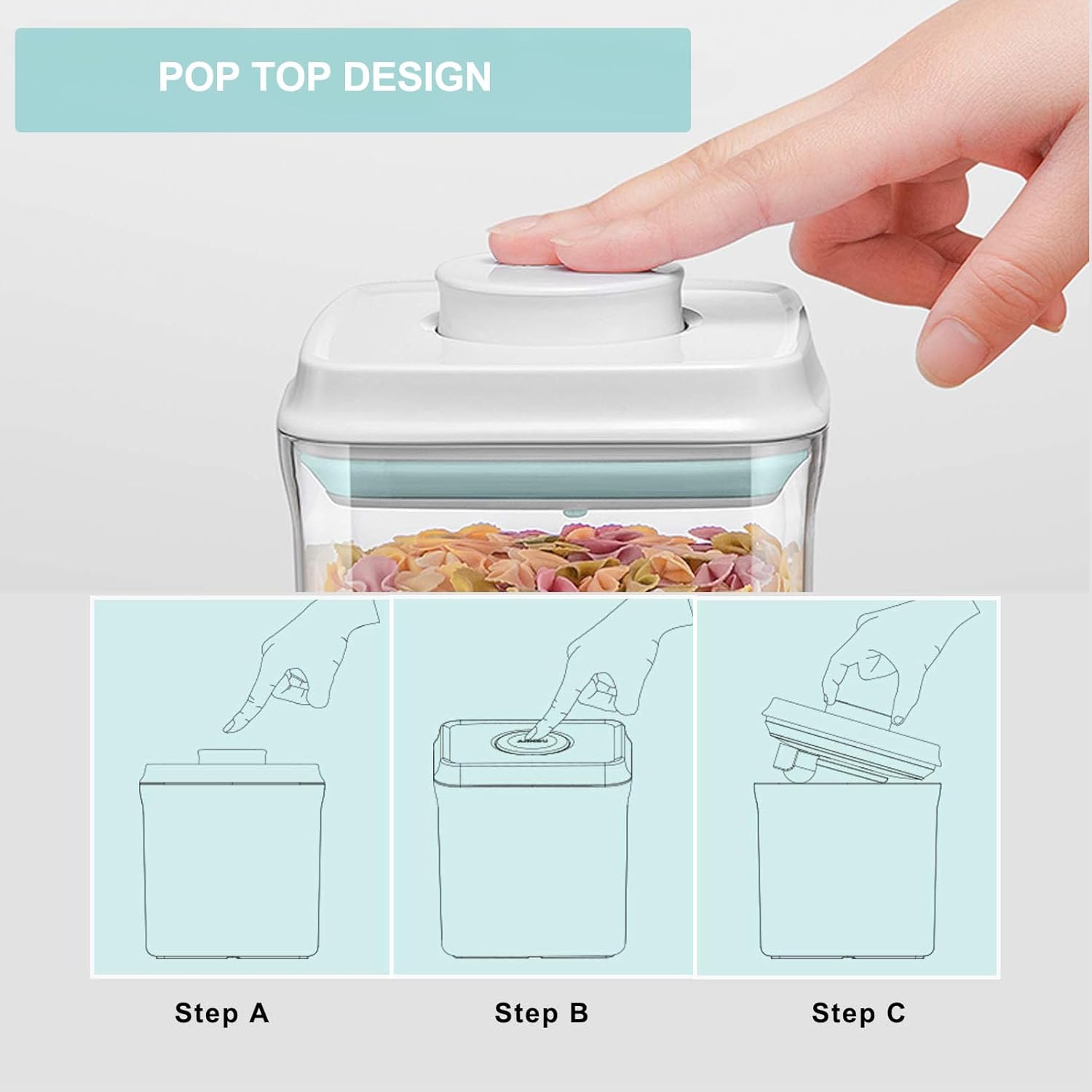 Airtight Food Storage Container - 0.52qt / 520ml Mini Rectangle Pop Containers With Lids, Bpa Free