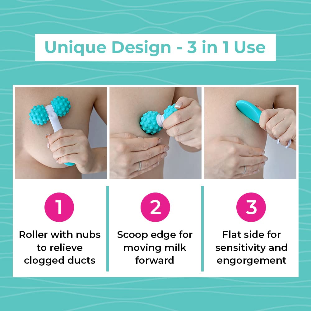 LaVie 5-in-1 Lactation Massager Roller, Manual Massage Roller, Breastfeeding Tool to Improve Milk