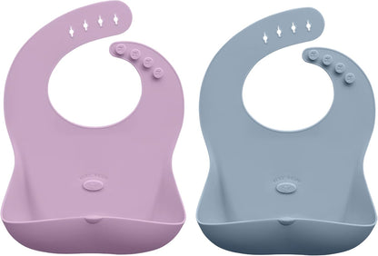 Abiie Ruby Wrapp Silicone Bibs for Babies with Front Pocket - Waterproof Bib - Stain Resistant