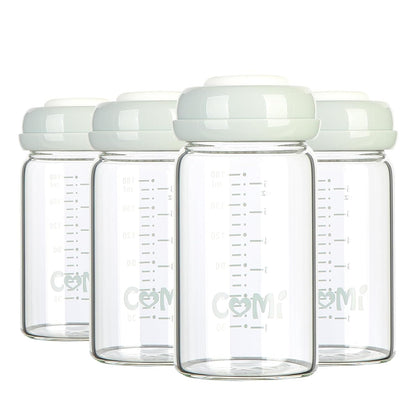 COMI Wide Neck Glass Breastmilk Collection n Storage Bottle, 4 Packs, 6oz with Screw Ring Sealing
