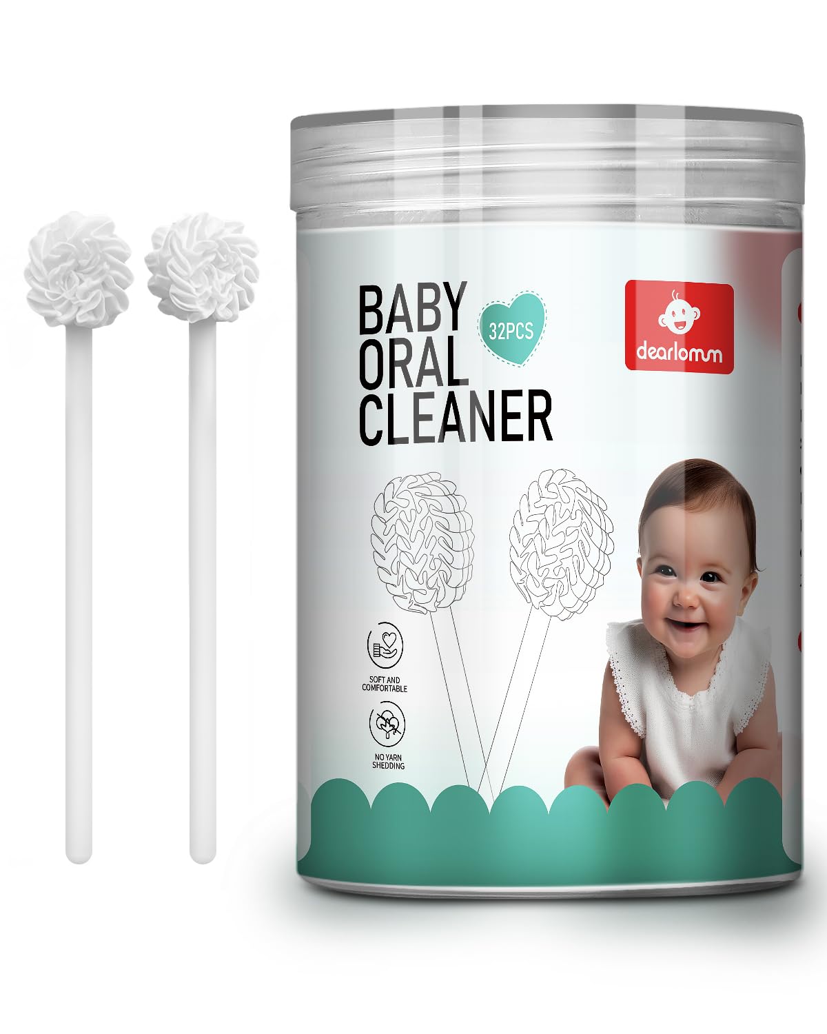 dearlomum Upgraded 32PCS Baby Tongue Cleaner, Disposable Newborn Toothbrush & Oral Cleaning Stick