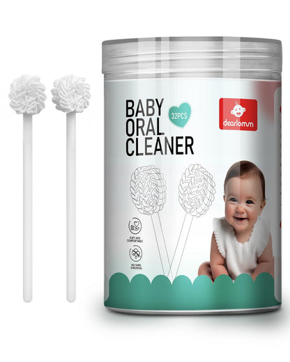 dearlomum Upgraded 32PCS Baby Tongue Cleaner, Disposable Newborn Toothbrush & Oral Cleaning Stick