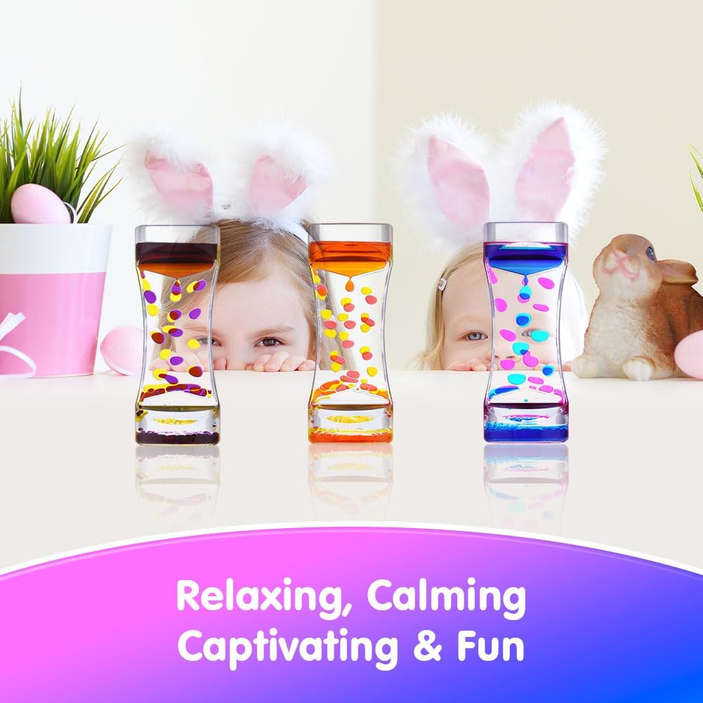 6 Pcs Liquid Motion Bubbler Timer, Oil Hourglass Liquid Sensory Calming Toy, Office Desk Toys Novelty Toys Fidget Toys for Kids and Adults Stress Relief and Anxiety Fidget Water Timers