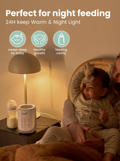 GROWNSY Nutri Bottle Warmer with Innovative Auto-Lift Feature, 10-in-1 Fast Baby Bottle Warmer with