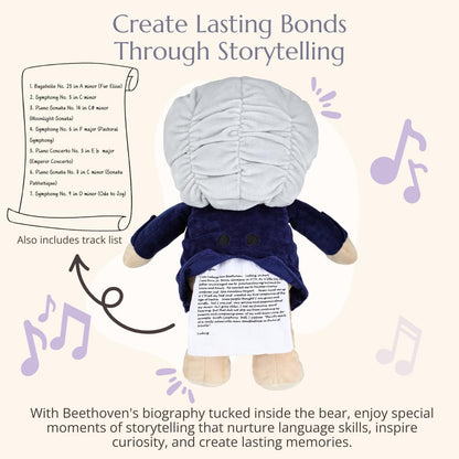 Ludwig Van Beethoven Virtuoso Bear – Plays 40 Mins of Classical Music, Educational & Soothing Musical Teddy Bear for Babies & Toddlers, Ideal