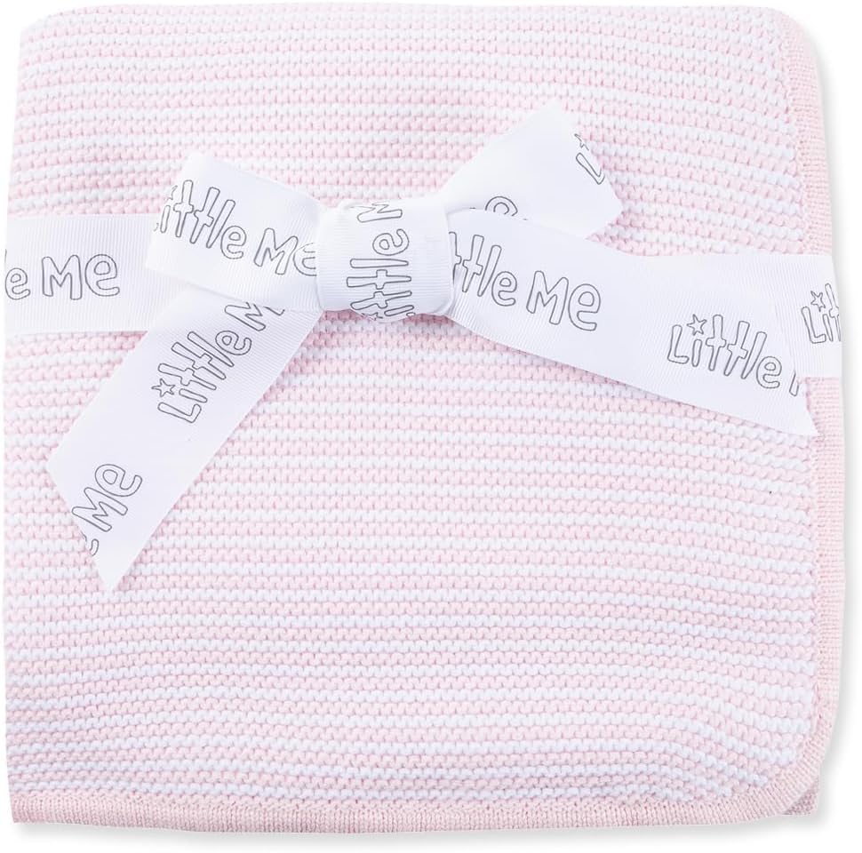 Little Me Knit Baby Blanket – 100% Soft Cotton, Snuggly and Breathable, Perfect as a Swaddle