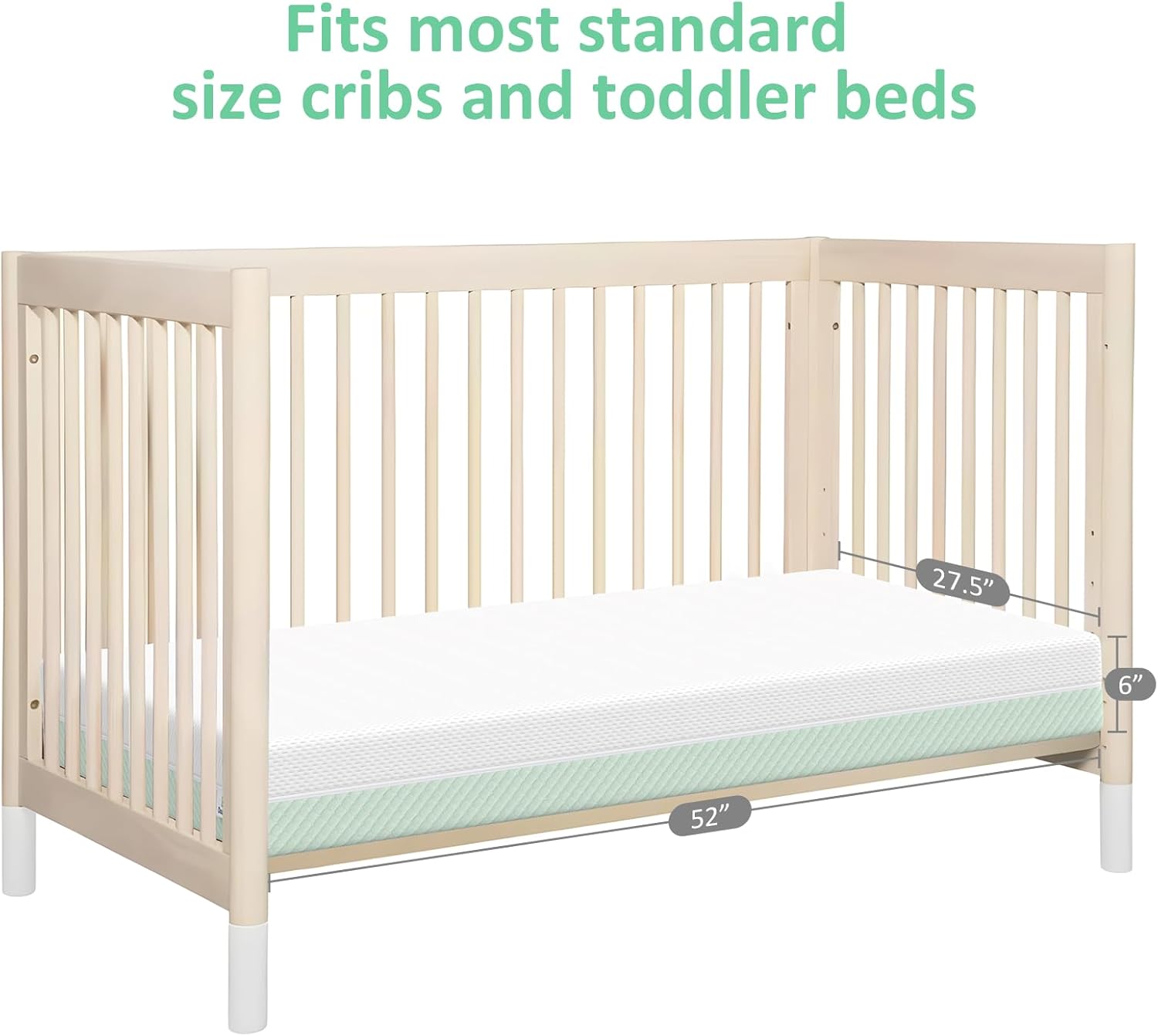 Crib Mattress, Dual Sided Comfort Memory Foam Toddler Bed Mattress, Triple-Layer Breathable Premium