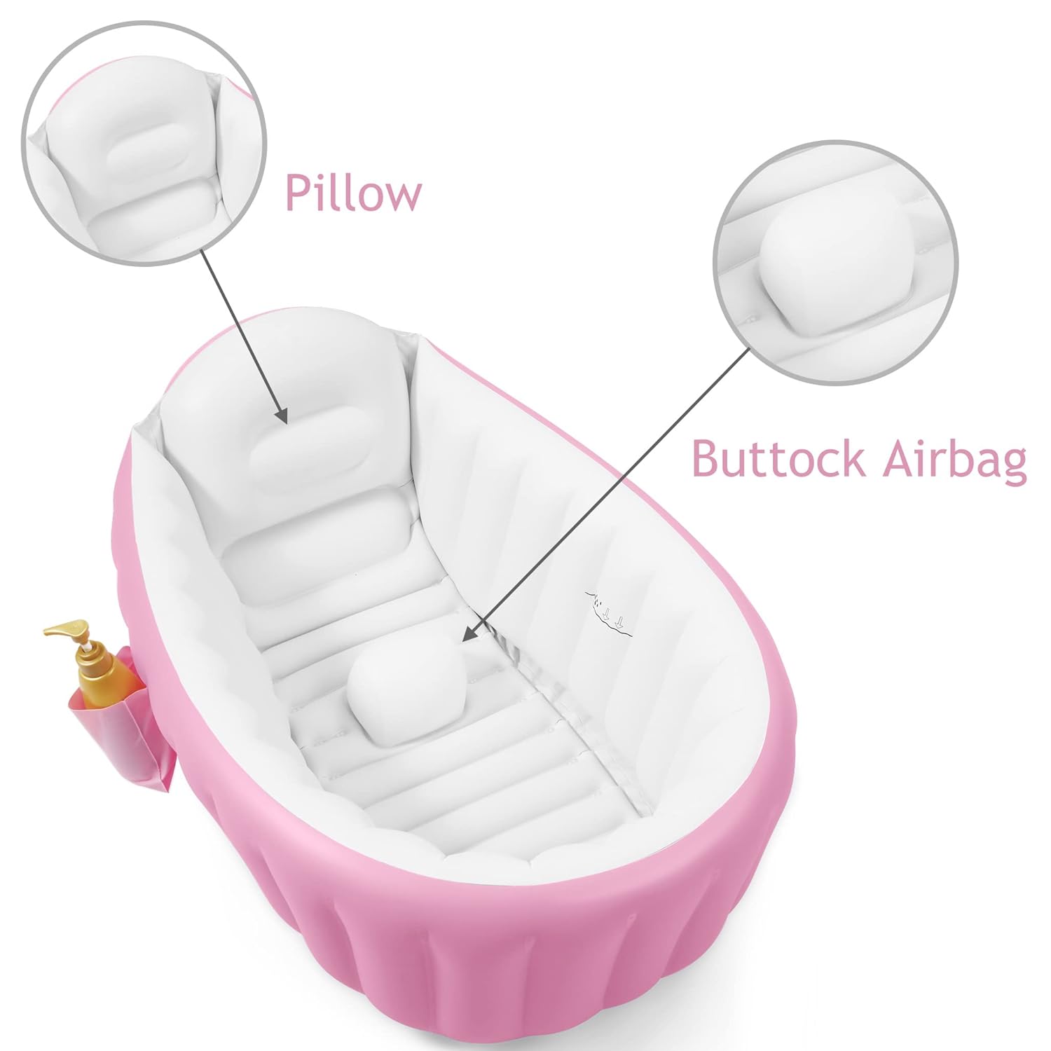 PandaEar Baby Inflatable Bathtub, Portable Travel Baby Infant Bath Tub Toddler Bathtub with Air