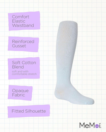 MeMoi Soft Pima Cotton Tights for Girls, Soft and Lightweight Opaque Tights for girls - Sizes 8 to 16