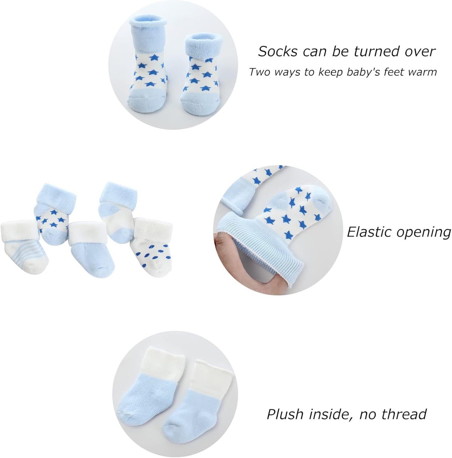 Newborn Baby Boy Girl Caps Mittens Socks Set Cotton Baby Essentials Accessories (Hats+Gloves+Socks)