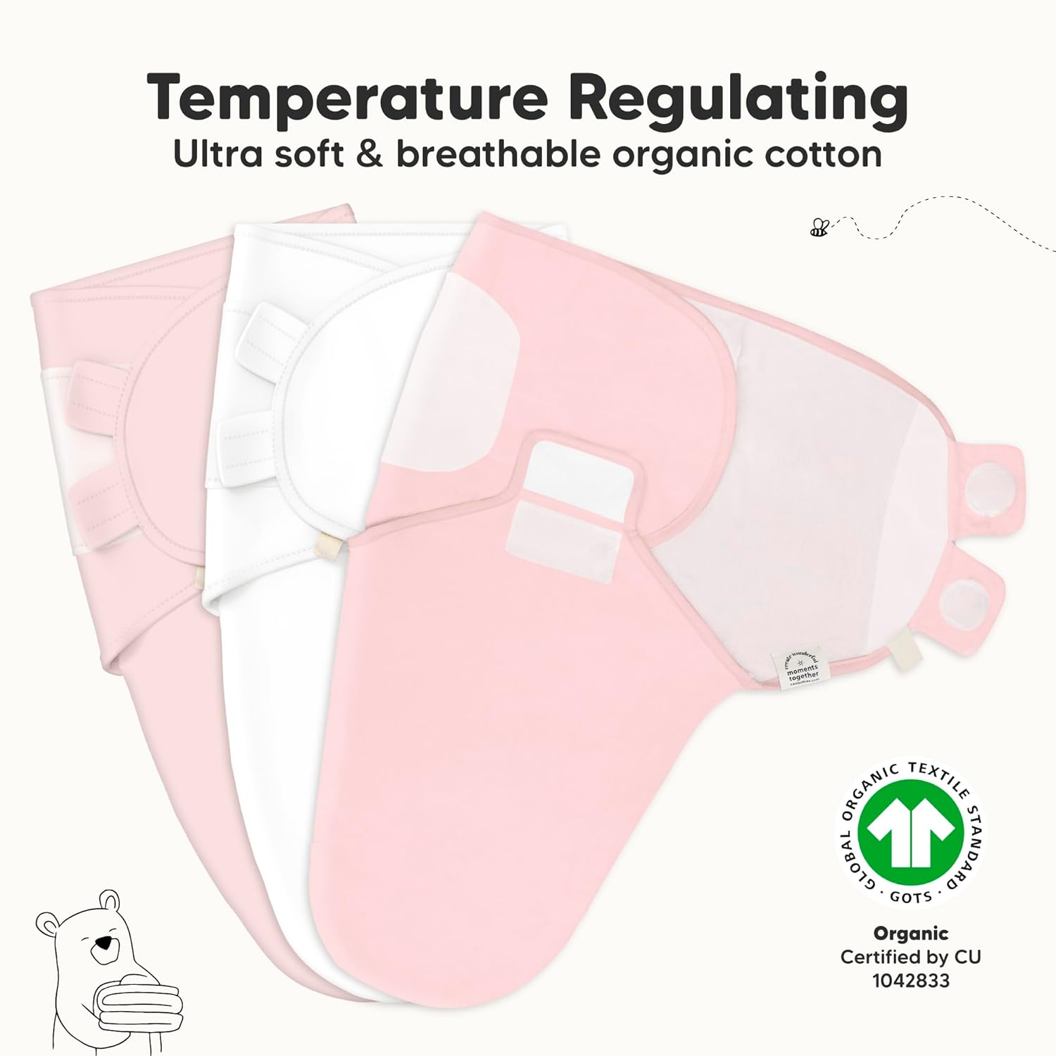 KeaBabies 3-Pack Organic Baby Swaddle Sleep Sacks - Swaddles for Newborns, Infant 0-3 Months, Baby