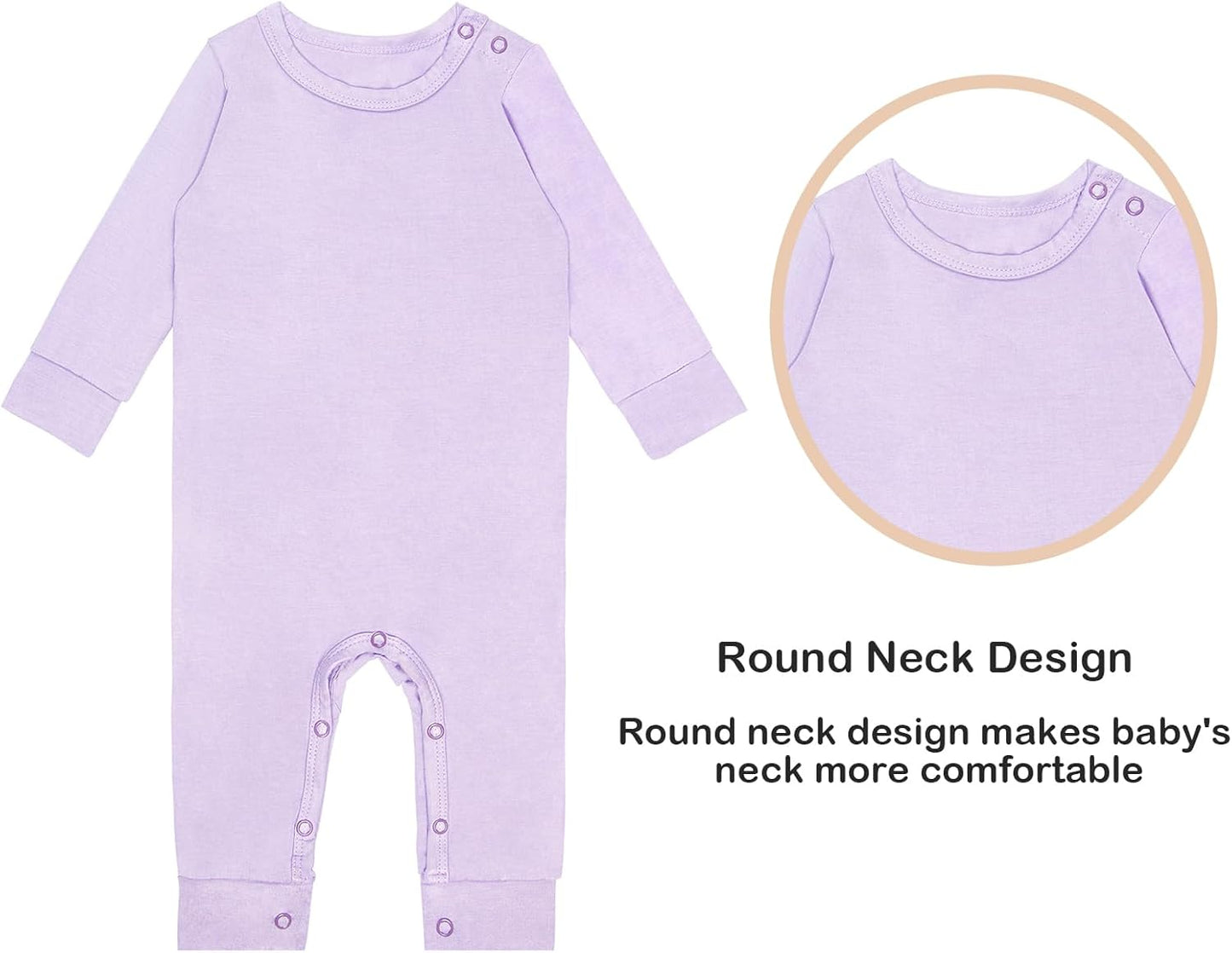 GUISBY Rayon Baby Pajamas, Long Sleeve with Snap Closure Pajamas Sleepers
